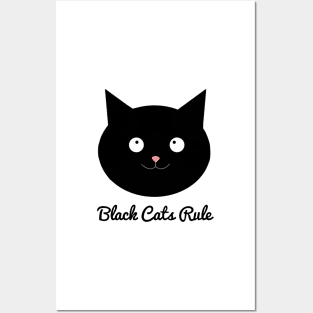 Black cats rule with cute black cats face Posters and Art